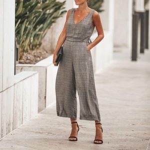 VICI Notting Hill Plaid Pocketed Jumpsuit